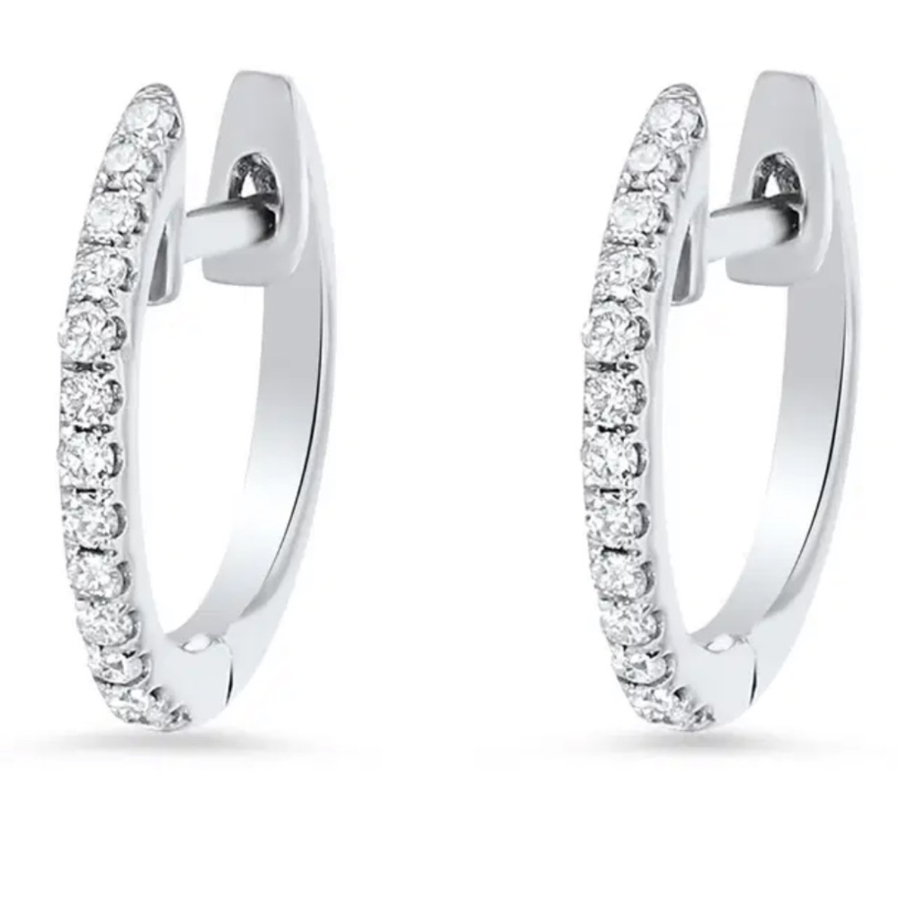0.5 Inch Huggie Diamond Hoop Earrings